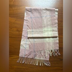 Burberry Pink Cream Checked Scarf 100% Cashmere